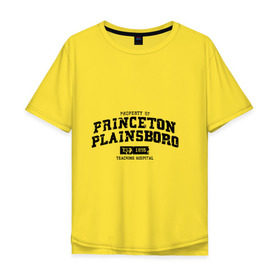 Мужская футболка хлопок Oversize с принтом Princeton Plainsboro в Новосибирске, 100% хлопок | свободный крой, круглый ворот, “спинка” длиннее передней части | everybody lies | haus | house | plainsboro | princeton | все лгут | доктор | хауз | хаус | хью лори