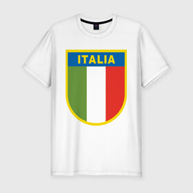 Мужская футболка премиум с принтом Italy в Новосибирске, 92% хлопок, 8% лайкра | приталенный силуэт, круглый вырез ворота, длина до линии бедра, короткий рукав | итальянский фк | футбол италии | футбольный клуб италии