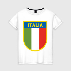 Женская футболка хлопок с принтом Italy в Новосибирске, 100% хлопок | прямой крой, круглый вырез горловины, длина до линии бедер, слегка спущенное плечо | итальянский фк | футбол италии | футбольный клуб италии