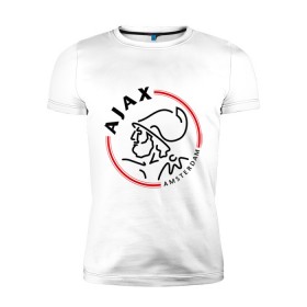 Мужская футболка премиум с принтом Аякс в Новосибирске, 92% хлопок, 8% лайкра | приталенный силуэт, круглый вырез ворота, длина до линии бедра, короткий рукав | Тематика изображения на принте: ajax | аякс