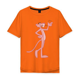 Мужская футболка хлопок Oversize с принтом PinkPanther в Новосибирске, 100% хлопок | свободный крой, круглый ворот, “спинка” длиннее передней части | pink panther | розовая пантера