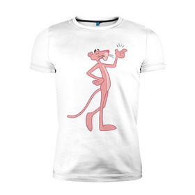 Мужская футболка премиум с принтом PinkPanther в Новосибирске, 92% хлопок, 8% лайкра | приталенный силуэт, круглый вырез ворота, длина до линии бедра, короткий рукав | pink panther | розовая пантера