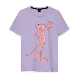 Мужская футболка хлопок с принтом PinkPanther в Новосибирске, 100% хлопок | прямой крой, круглый вырез горловины, длина до линии бедер, слегка спущенное плечо. | pink panther | розовая пантера