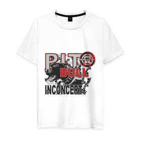 Мужская футболка хлопок с принтом Pitbull в Новосибирске, 100% хлопок | прямой крой, круглый вырез горловины, длина до линии бедер, слегка спущенное плечо. | pitbull