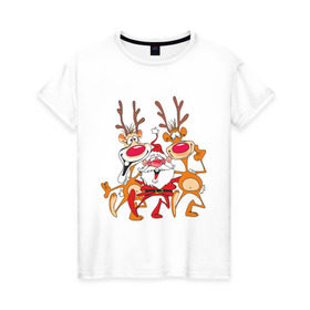 Женская футболка хлопок с принтом Дед Мороз (8) в Новосибирске, 100% хлопок | прямой крой, круглый вырез горловины, длина до линии бедер, слегка спущенное плечо | 2012 | new year | дед мороз | мороз | нг | новый 2012 | новый год | олень | санта | санта клаус
