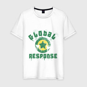 Мужская футболка хлопок с принтом Global response в Новосибирске, 100% хлопок | прямой крой, круглый вырез горловины, длина до линии бедер, слегка спущенное плечо. | 
