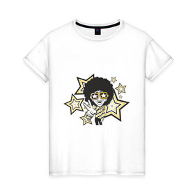 Женская футболка хлопок с принтом Disco Star в Новосибирске, 100% хлопок | прямой крой, круглый вырез горловины, длина до линии бедер, слегка спущенное плечо | disco | star | диско | дискотека 80 хстар | музыка