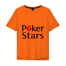 Мужская футболка хлопок Oversize с принтом Poker Stars в Новосибирске, 100% хлопок | свободный крой, круглый ворот, “спинка” длиннее передней части | pokerstars