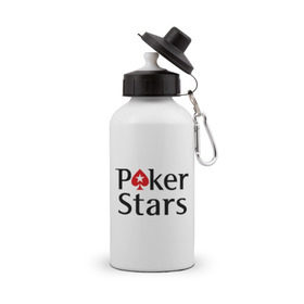 Бутылка спортивная с принтом Poker Stars в Новосибирске, металл | емкость — 500 мл, в комплекте две пластиковые крышки и карабин для крепления | Тематика изображения на принте: pokerstars