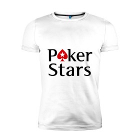 Мужская футболка премиум с принтом Poker Stars в Новосибирске, 92% хлопок, 8% лайкра | приталенный силуэт, круглый вырез ворота, длина до линии бедра, короткий рукав | pokerstars