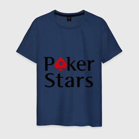 Мужская футболка хлопок с принтом Poker Stars в Новосибирске, 100% хлопок | прямой крой, круглый вырез горловины, длина до линии бедер, слегка спущенное плечо. | pokerstars