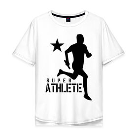 Мужская футболка хлопок Oversize с принтом Лёгкая атлетика (4) в Новосибирске, 100% хлопок | свободный крой, круглый ворот, “спинка” длиннее передней части | атлет | бег | бегун | легкая атлетика | марафон | марафонец | спринтер
