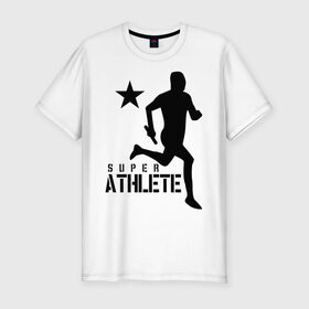 Мужская футболка премиум с принтом Лёгкая атлетика (4) в Новосибирске, 92% хлопок, 8% лайкра | приталенный силуэт, круглый вырез ворота, длина до линии бедра, короткий рукав | атлет | бег | бегун | легкая атлетика | марафон | марафонец | спринтер