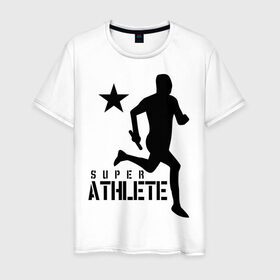 Мужская футболка хлопок с принтом Лёгкая атлетика (4) в Новосибирске, 100% хлопок | прямой крой, круглый вырез горловины, длина до линии бедер, слегка спущенное плечо. | Тематика изображения на принте: атлет | бег | бегун | легкая атлетика | марафон | марафонец | спринтер