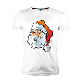 Мужская футболка премиум с принтом Дед Мороз в Новосибирске, 92% хлопок, 8% лайкра | приталенный силуэт, круглый вырез ворота, длина до линии бедра, короткий рукав | дед | дед  отморозок | дед мороз | нг | новый год | отморозок