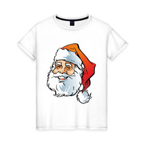 Женская футболка хлопок с принтом Дед Мороз в Новосибирске, 100% хлопок | прямой крой, круглый вырез горловины, длина до линии бедер, слегка спущенное плечо | дед | дед  отморозок | дед мороз | нг | новый год | отморозок