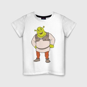 Детская футболка хлопок с принтом Shrek (2) в Новосибирске, 100% хлопок | круглый вырез горловины, полуприлегающий силуэт, длина до линии бедер | Тематика изображения на принте: shrek | шрек