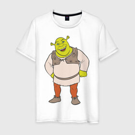 Мужская футболка хлопок с принтом Shrek (2) в Новосибирске, 100% хлопок | прямой крой, круглый вырез горловины, длина до линии бедер, слегка спущенное плечо. | shrek | шрек