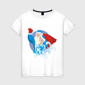 Женская футболка хлопок с принтом Мороз и снегурочка (2) в Новосибирске, 100% хлопок | прямой крой, круглый вырез горловины, длина до линии бедер, слегка спущенное плечо | дед | дед  отморозок | дед мороз | нг | новый год | отморозок | снегурка | снегурочка
