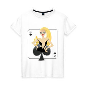 Женская футболка хлопок с принтом Пики в Новосибирске, 100% хлопок | прямой крой, круглый вырез горловины, длина до линии бедер, слегка спущенное плечо | poker | азартные игры | карты | колода | масть | пика | пики | пиковый туз | покер | туз