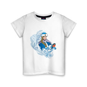 Детская футболка хлопок с принтом Снегурочка и метель в Новосибирске, 100% хлопок | круглый вырез горловины, полуприлегающий силуэт, длина до линии бедер | метель | нг | новый год | снегурка | снегурочка | снегурочка и метель