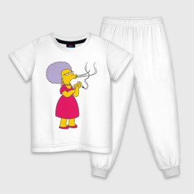 Детская пижама хлопок с принтом Patty Bouvier в Новосибирске, 100% хлопок |  брюки и футболка прямого кроя, без карманов, на брюках мягкая резинка на поясе и по низу штанин
 | simpsons | симпсоны | симсоны