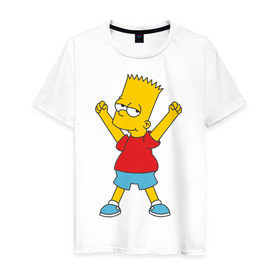 Мужская футболка хлопок с принтом Bart Simpson (2) в Новосибирске, 100% хлопок | прямой крой, круглый вырез горловины, длина до линии бедер, слегка спущенное плечо. | simpsons | барт | барт симпсон | симсоны | симспоны