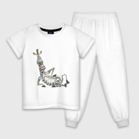 Детская пижама хлопок с принтом Мадагаскар (4) в Новосибирске, 100% хлопок |  брюки и футболка прямого кроя, без карманов, на брюках мягкая резинка на поясе и по низу штанин
 | madagascar | зебра | мадагаскар