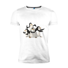 Мужская футболка премиум с принтом Мадагаскар (8) в Новосибирске, 92% хлопок, 8% лайкра | приталенный силуэт, круглый вырез ворота, длина до линии бедра, короткий рукав | Тематика изображения на принте: madagascar | мадагаскар | пингвины