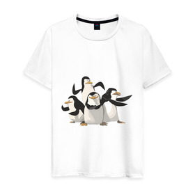 Мужская футболка хлопок с принтом Мадагаскар (8) в Новосибирске, 100% хлопок | прямой крой, круглый вырез горловины, длина до линии бедер, слегка спущенное плечо. | Тематика изображения на принте: madagascar | мадагаскар | пингвины
