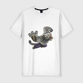 Мужская футболка премиум с принтом Кунг фу Панда (4) в Новосибирске, 92% хлопок, 8% лайкра | приталенный силуэт, круглый вырез ворота, длина до линии бедра, короткий рукав | kung fu panda | panda | кунг фу | кунг фу панда