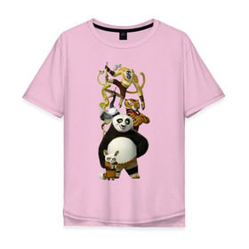 Мужская футболка хлопок Oversize с принтом Кунг фу Панда (10) в Новосибирске, 100% хлопок | свободный крой, круглый ворот, “спинка” длиннее передней части | Тематика изображения на принте: kung fu panda | panda | кунг фу | кунг фу панда