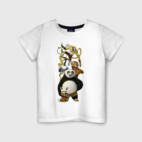 Детская футболка хлопок с принтом Кунг фу Панда (10) в Новосибирске, 100% хлопок | круглый вырез горловины, полуприлегающий силуэт, длина до линии бедер | Тематика изображения на принте: kung fu panda | panda | кунг фу | кунг фу панда