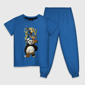 Детская пижама хлопок с принтом Кунг фу Панда (10) в Новосибирске, 100% хлопок |  брюки и футболка прямого кроя, без карманов, на брюках мягкая резинка на поясе и по низу штанин
 | kung fu panda | panda | кунг фу | кунг фу панда