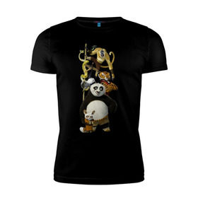 Мужская футболка премиум с принтом Кунг фу Панда (10) в Новосибирске, 92% хлопок, 8% лайкра | приталенный силуэт, круглый вырез ворота, длина до линии бедра, короткий рукав | Тематика изображения на принте: kung fu panda | panda | кунг фу | кунг фу панда