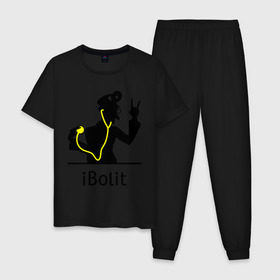 Мужская пижама хлопок с принтом iBolit в Новосибирске, 100% хлопок | брюки и футболка прямого кроя, без карманов, на брюках мягкая резинка на поясе и по низу штанин
 | apple | ibolit | mac | айболит | мак
