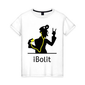 Женская футболка хлопок с принтом iBolit в Новосибирске, 100% хлопок | прямой крой, круглый вырез горловины, длина до линии бедер, слегка спущенное плечо | apple | ibolit | mac | айболит | мак