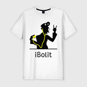 Мужская футболка премиум с принтом iBolit в Новосибирске, 92% хлопок, 8% лайкра | приталенный силуэт, круглый вырез ворота, длина до линии бедра, короткий рукав | apple | ibolit | mac | айболит | мак