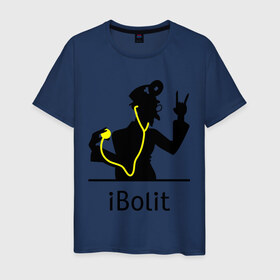 Мужская футболка хлопок с принтом iBolit в Новосибирске, 100% хлопок | прямой крой, круглый вырез горловины, длина до линии бедер, слегка спущенное плечо. | Тематика изображения на принте: apple | ibolit | mac | айболит | мак