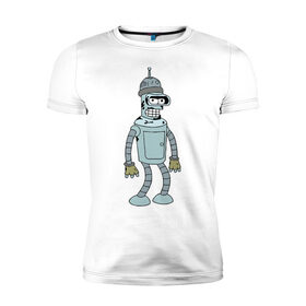 Мужская футболка премиум с принтом Futurama (6) в Новосибирске, 92% хлопок, 8% лайкра | приталенный силуэт, круглый вырез ворота, длина до линии бедра, короткий рукав | futurama | бендер | футурама