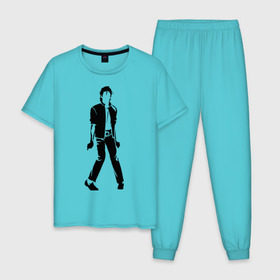 Мужская пижама хлопок с принтом Майкл Джексон (9) в Новосибирске, 100% хлопок | брюки и футболка прямого кроя, без карманов, на брюках мягкая резинка на поясе и по низу штанин
 | michael jackson | зщз | король | майкл джексон | поп