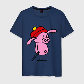 Мужская футболка хлопок с принтом Свин в Новосибирске, 100% хлопок | прямой крой, круглый вырез горловины, длина до линии бедер, слегка спущенное плечо. | поросенок | свин | свинка | свинья