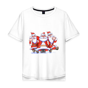Мужская футболка хлопок Oversize с принтом Деды Морозы в Новосибирске, 100% хлопок | свободный крой, круглый ворот, “спинка” длиннее передней части | 2012 | new year | дед мороз | нг | новый 2012 | новый год | санта | санта клаус