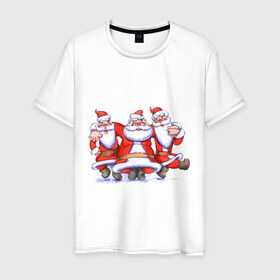 Мужская футболка хлопок с принтом Деды Морозы в Новосибирске, 100% хлопок | прямой крой, круглый вырез горловины, длина до линии бедер, слегка спущенное плечо. | 2012 | new year | дед мороз | нг | новый 2012 | новый год | санта | санта клаус