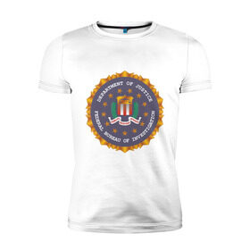 Мужская футболка премиум с принтом FBI (2) в Новосибирске, 92% хлопок, 8% лайкра | приталенный силуэт, круглый вырез ворота, длина до линии бедра, короткий рукав | Тематика изображения на принте: fbi | fidelity bravery intergrity | америка | спецслужбы | сша | фбр | федеральное бюро расследований | эмблема фбр