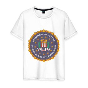 Мужская футболка хлопок с принтом FBI (2) в Новосибирске, 100% хлопок | прямой крой, круглый вырез горловины, длина до линии бедер, слегка спущенное плечо. | fbi | fidelity bravery intergrity | америка | спецслужбы | сша | фбр | федеральное бюро расследований | эмблема фбр
