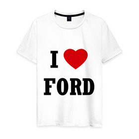 Мужская футболка хлопок с принтом l love ford в Новосибирске, 100% хлопок | прямой крой, круглый вырез горловины, длина до линии бедер, слегка спущенное плечо. | Тематика изображения на принте: car | ford | l love ford | авто | автомобиль | машины | тачки | форд | я люблю форд
