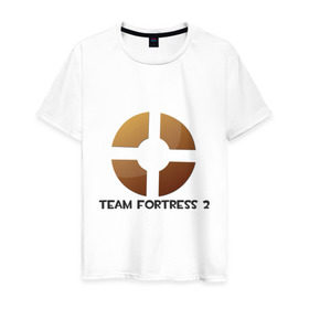 Мужская футболка хлопок с принтом Team Fortress 2 (1) в Новосибирске, 100% хлопок | прямой крой, круглый вырез горловины, длина до линии бедер, слегка спущенное плечо. | shooter | team fortress 2 | tf2 | логотип | стрелялка | шутер