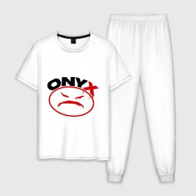 Мужская пижама хлопок с принтом Onyx в Новосибирске, 100% хлопок | брюки и футболка прямого кроя, без карманов, на брюках мягкая резинка на поясе и по низу штанин
 | gangsta | hip hop | hop | оникс | хоп