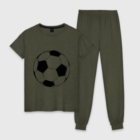 Женская пижама хлопок с принтом Футбольный мяч в Новосибирске, 100% хлопок | брюки и футболка прямого кроя, без карманов, на брюках мягкая резинка на поясе и по низу штанин | football | мяч | футбол | футбол россия | футбольный мяч